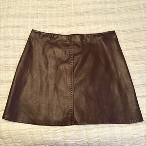 Max Studio Dark Brown Faux-Leather Mini Skirt